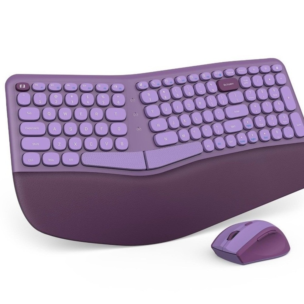 Seenda Wireless Ergonomic Keyboard Purple Split Layout Wrist Rest JPX003 103